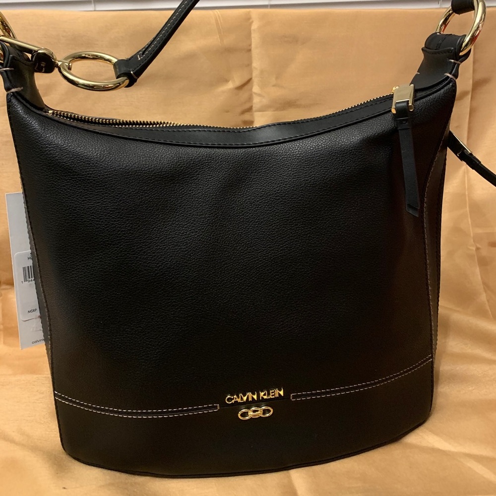 Calvin Klein Black Leather Satchel Bag